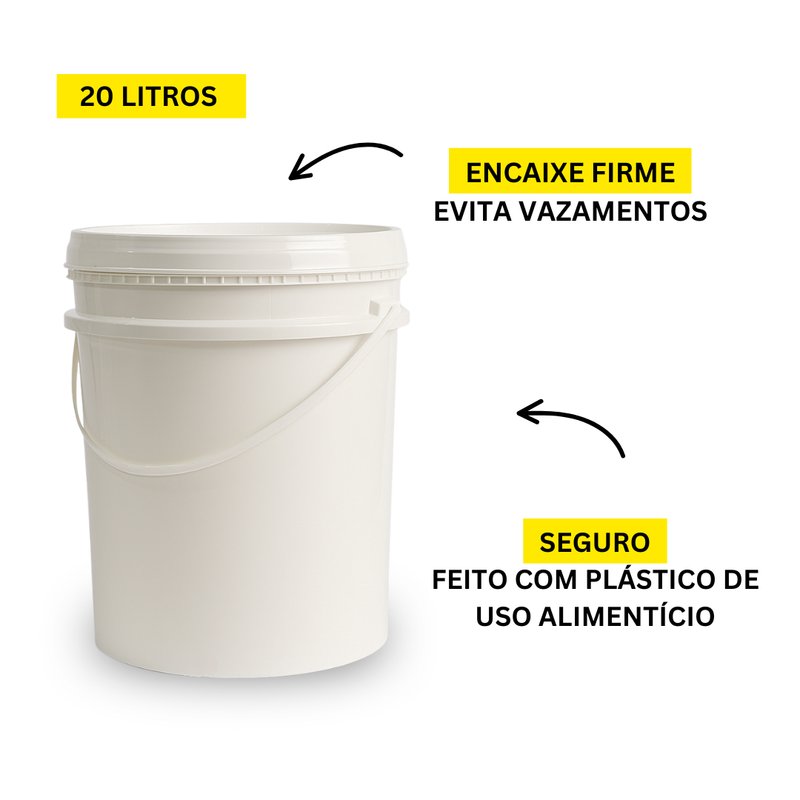 Kit Peneira Dupla Camada + Balde 20L + Válvula Corte Rápido