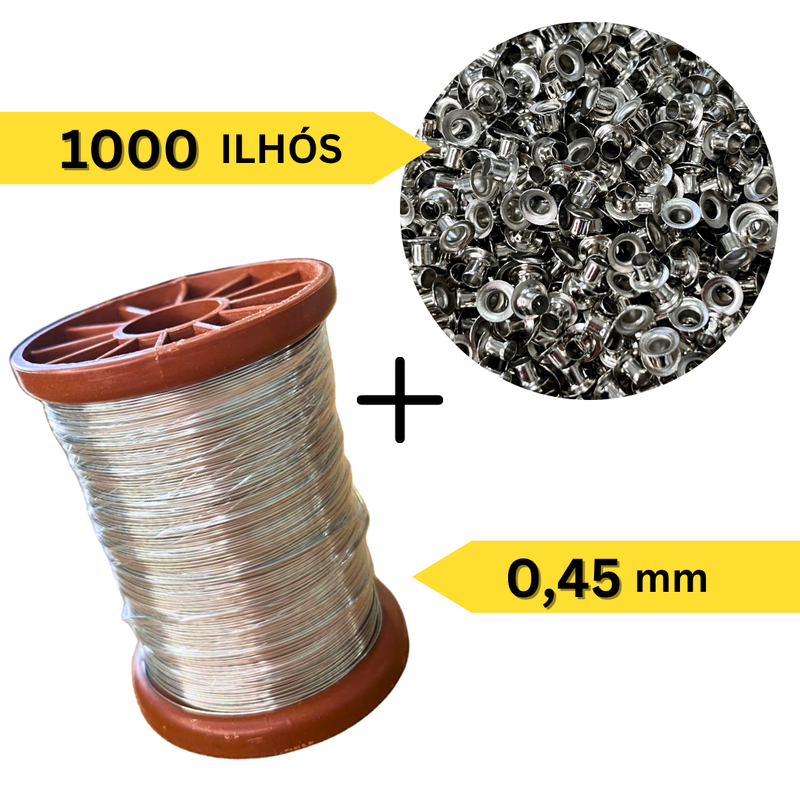 Arame Aço Inox 348m + 1000 Ilhós Para Apicultura