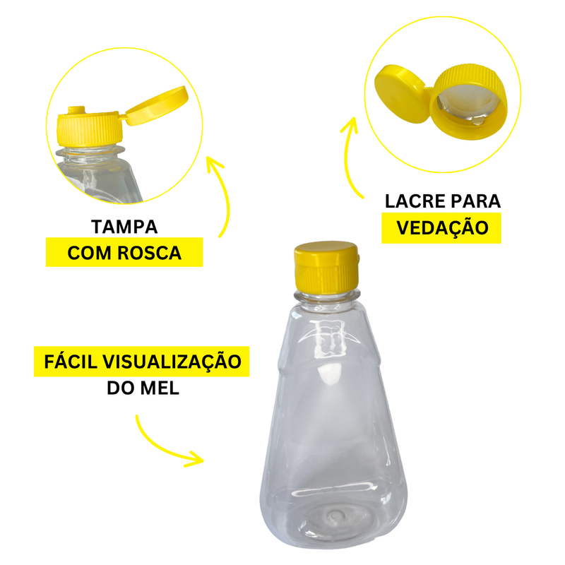 Bisnaga 700ml/1Kg Transparente com Tampa - 100 Unidades