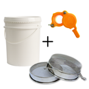 Kit Peneira Dupla Camada + Balde 20L + Válvula Corte Rápido