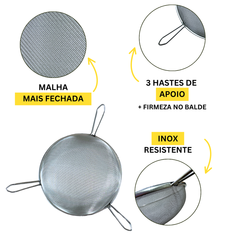 Peneira 3 Apoios Inox Para Mel