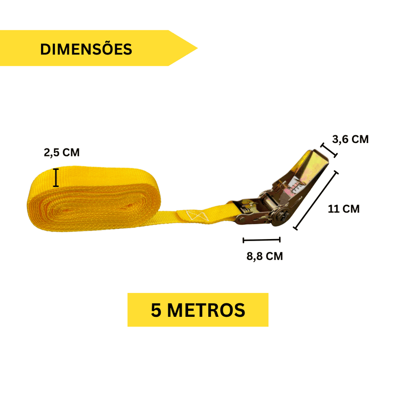Cinta de Amarração 5M Regulável - Kit 2 Unidades