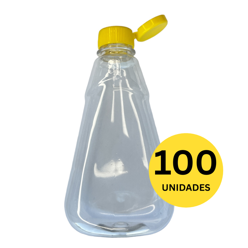 Bisnaga 700ml/1Kg Transparente com Tampa - 100 Unidades