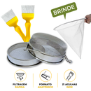 Kit Colheita - Peneira Dupla Inox + 2 Garfos + Filtro Coador
