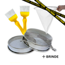 Kit Colheita - Peneira Dupla Inox + 2 Garfos + Filtro Coador