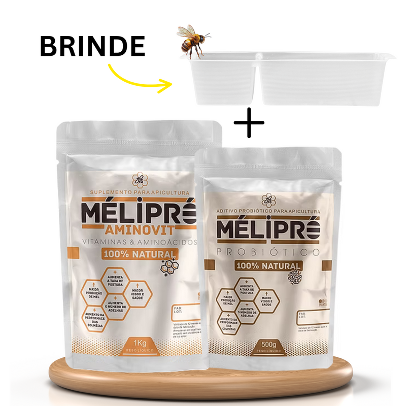 Suplemento Mélipró Probiótico + Mélipró Aminovit + BRINDE ALIMENTADOR