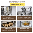 Centrífuga Manual 8 Quadros Inox 304 + Brinde Peneira 3 Apoios