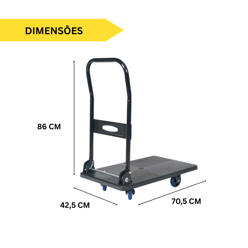 Carrinho Carga Transporte Dobravel 150Kg
