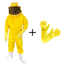 Macacão roupa apicultor SR PREMIUM DUPLO amarelo proteção antiferroadas com luvas SR CROSS amarelo, não gruda ferrão
