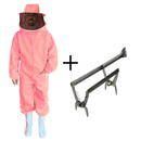 roupa apicultor macacao malha livre original rosa antiferroadas saca quadros com formao inox mola dupla