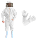 Macacão roupa apicultor SR PREMIUM e luvas SR CROSS 100% antiferroadas branco SR APICULTURA