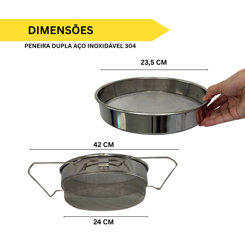 peneira dupla aco inoxidavel 304 duas malhas filtragem do mel sr apicultura
