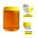 pote para mel 1kg 720ml colheita apicultura 100 unidades com tampa lacre de vedação não vaza evita vazamento de mel abelha apicultor