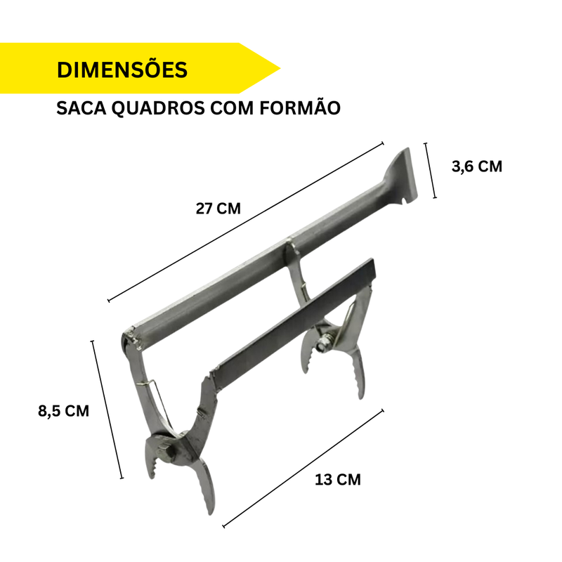 ferramenta apicultor saca quadros com formao tamanho medidas dimensoes